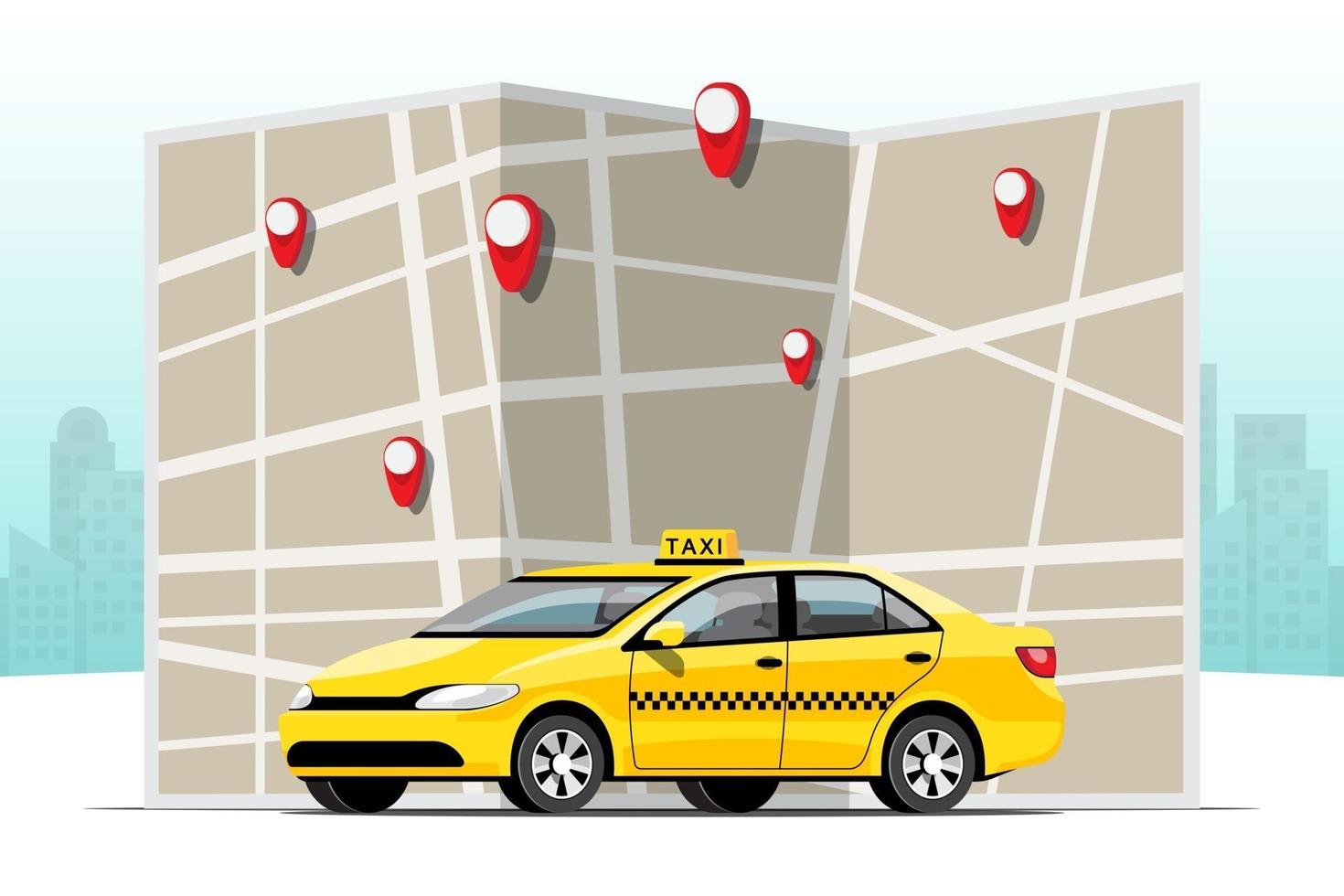 Set of colorful Taxi car service transport vector illustration
