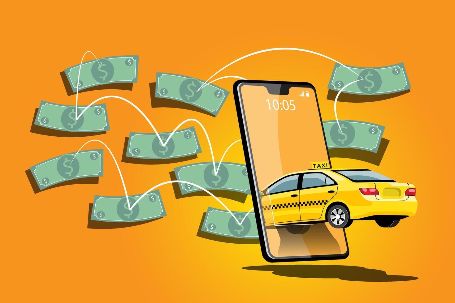 Delivery Taxi service with smartphone application vector