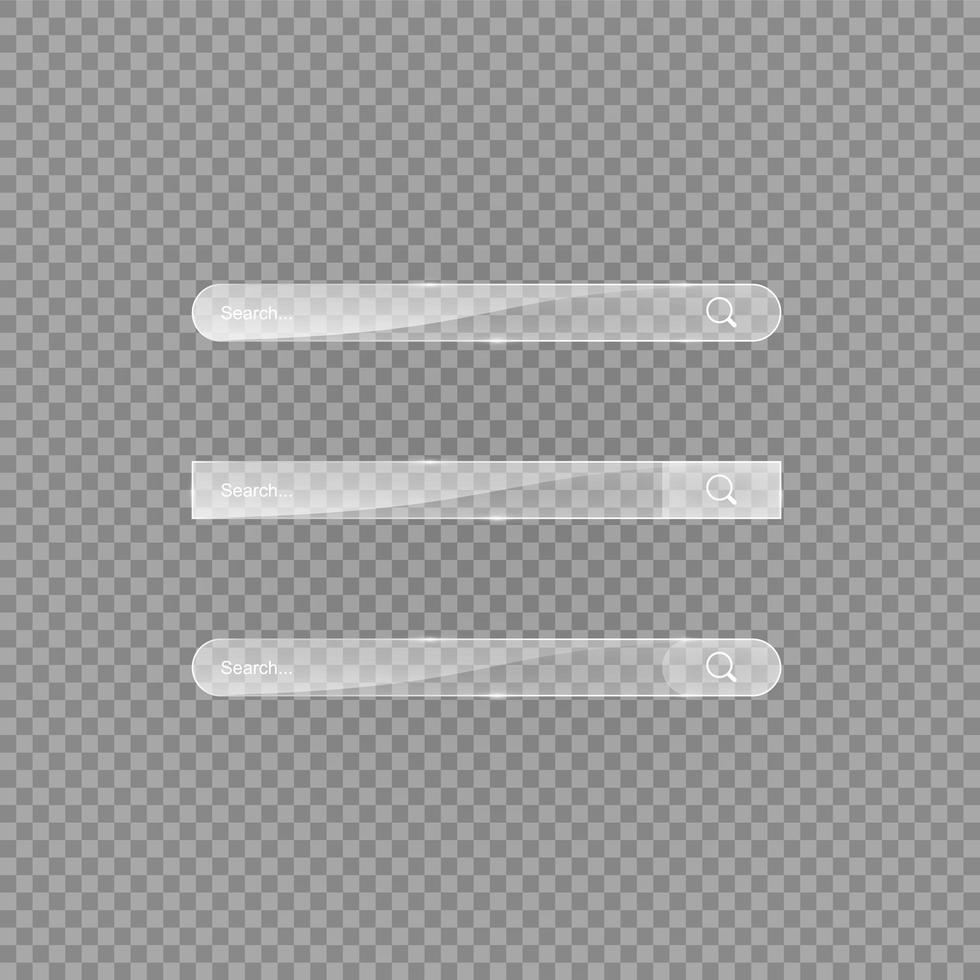 Search bar template. Vector web search illustration. Transparent glass search bar
