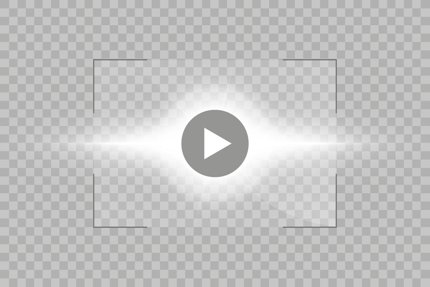 reproductor de video para aplicaciones web y móviles de estilo plano y efecto de luz de resplandor solar. ilustración vectorial. vector