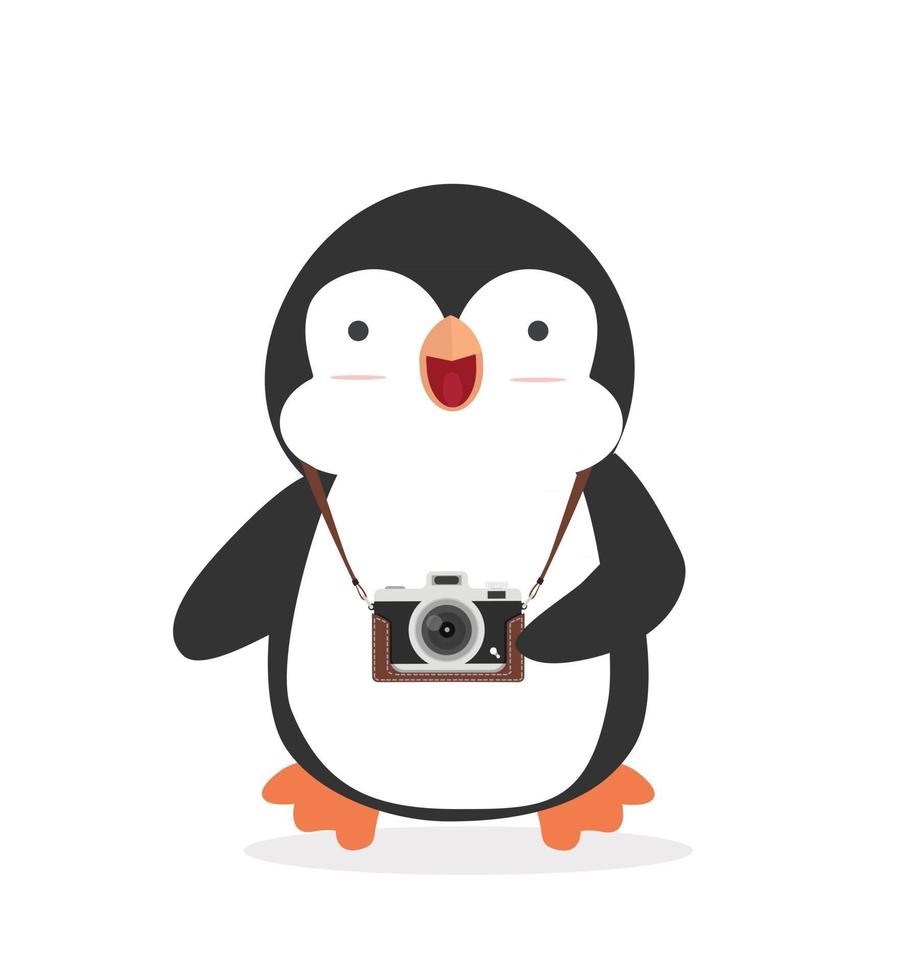 lindo pingüino con un vector de cámara