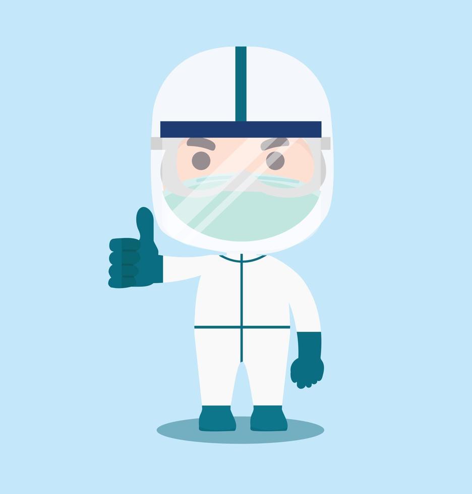 Doctor wearing PPE Costume doing a thumbs up vector