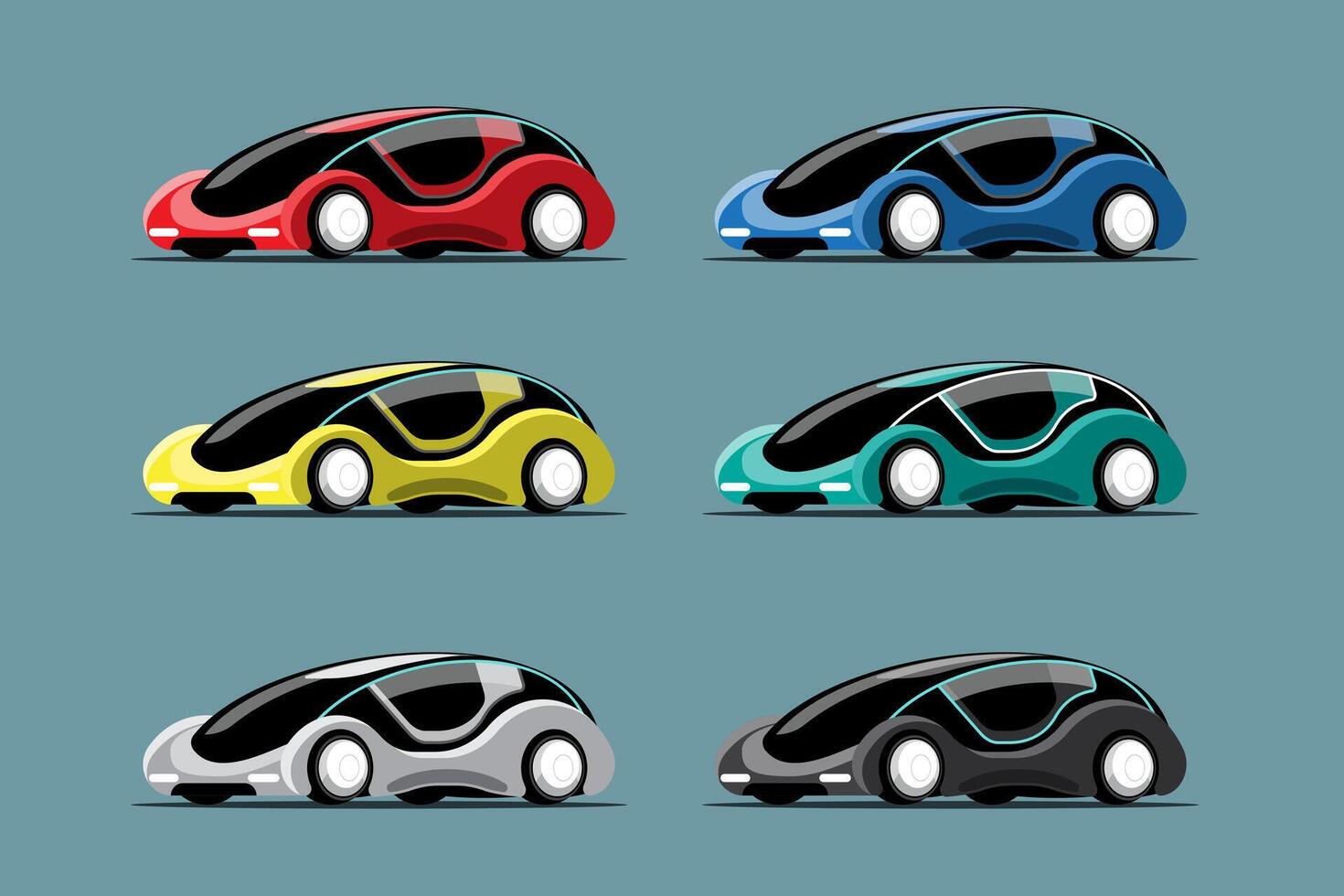 Conjunto de ilustración de vector de dibujo de coche de alta tecnología de nueva innovación