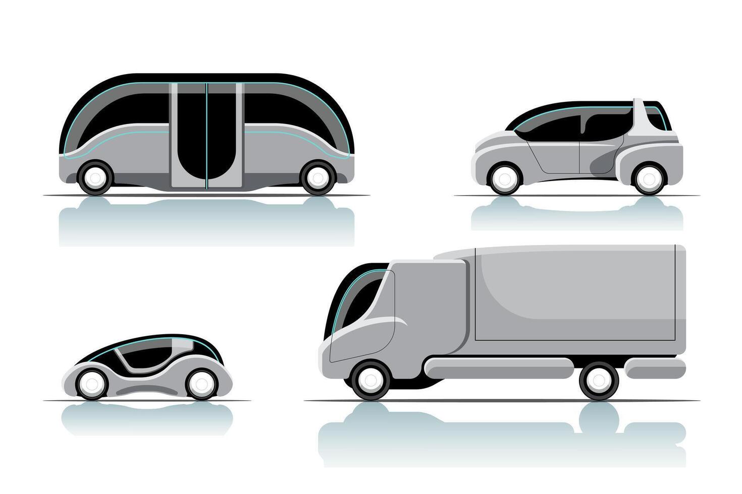 Conjunto de ilustración de vector de dibujo de coche de alta tecnología de nueva innovación