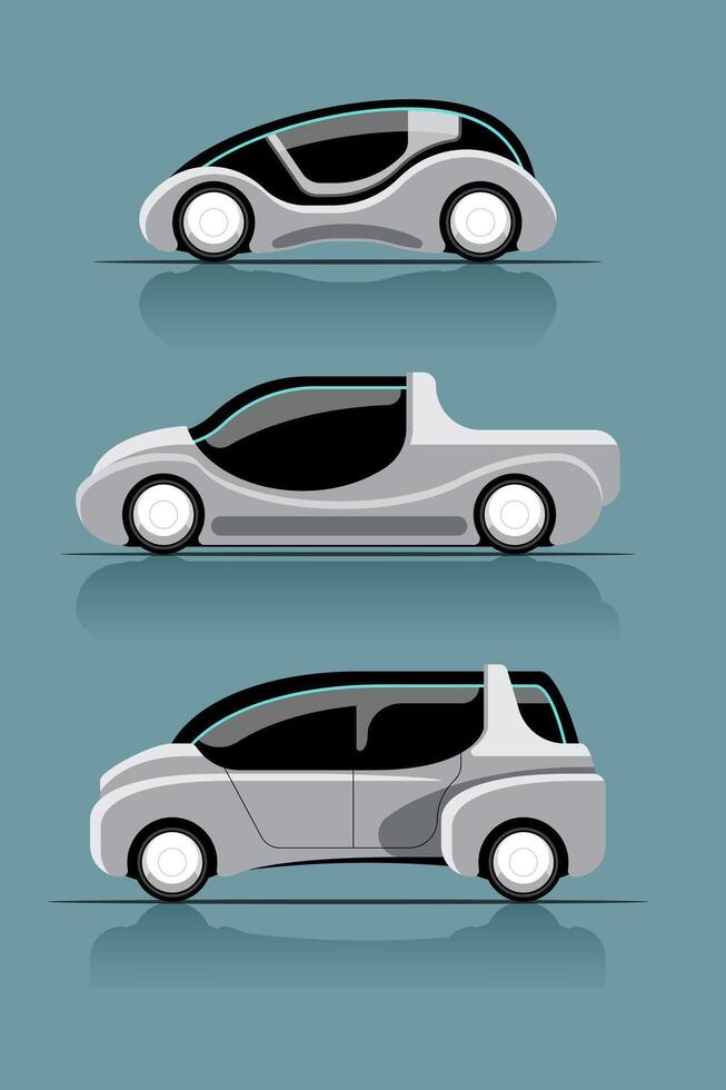 Conjunto de ilustración de vector de dibujo de coche de alta tecnología de nueva innovación