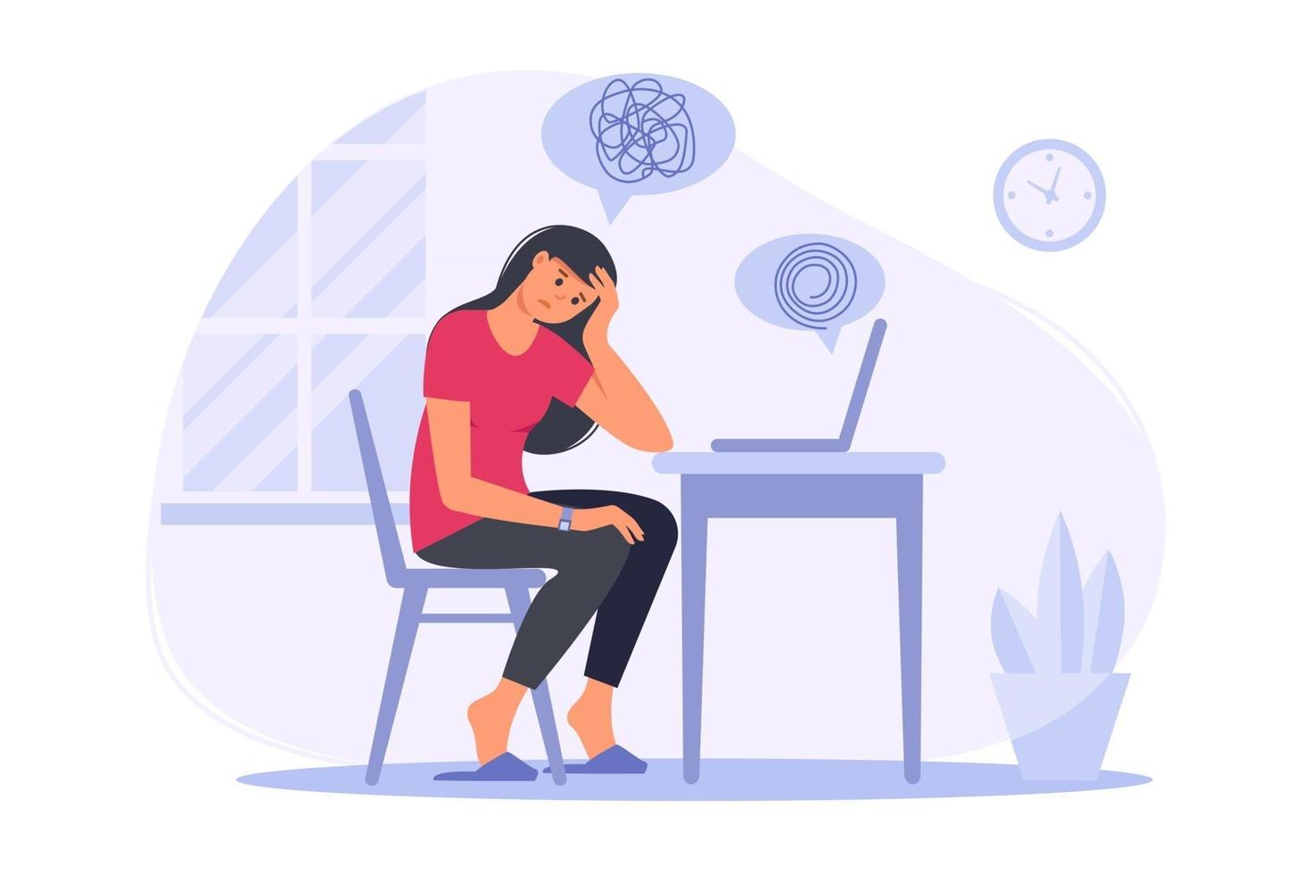 Psychotherapy practice, psychological help, psychiatrist consulting online.  Psychotherapy session online women with psychologist at home. Support, help with mental problem. Vector flat illustration