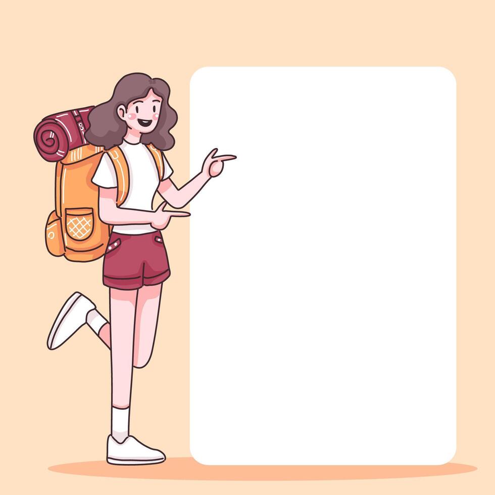 vector de personaje de dibujos animados de viajero adolescente