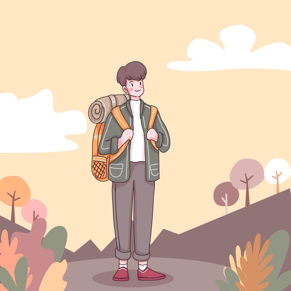 Teenager traveler cartoon character vector 2921612 Vector Art at Vecteezy