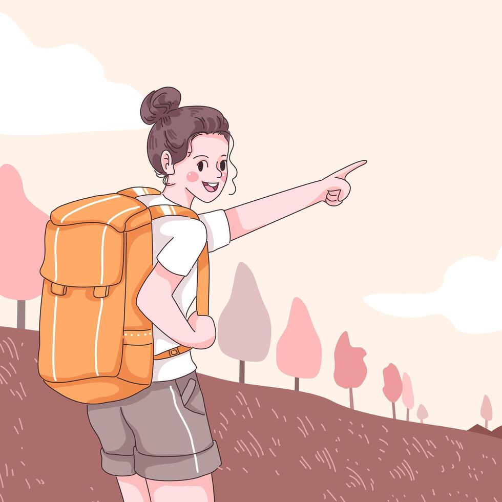 Teenager traveler cartoon character vector