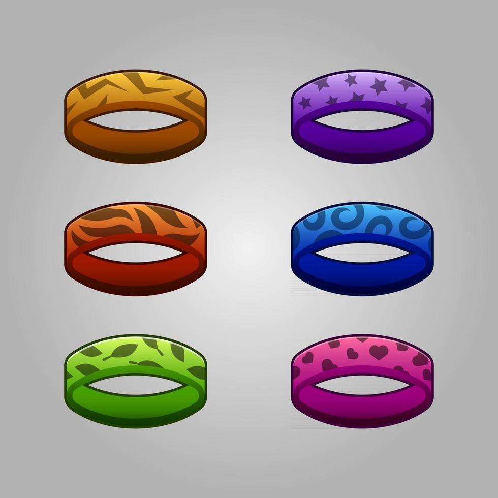 conjunto de anillos de colores vector