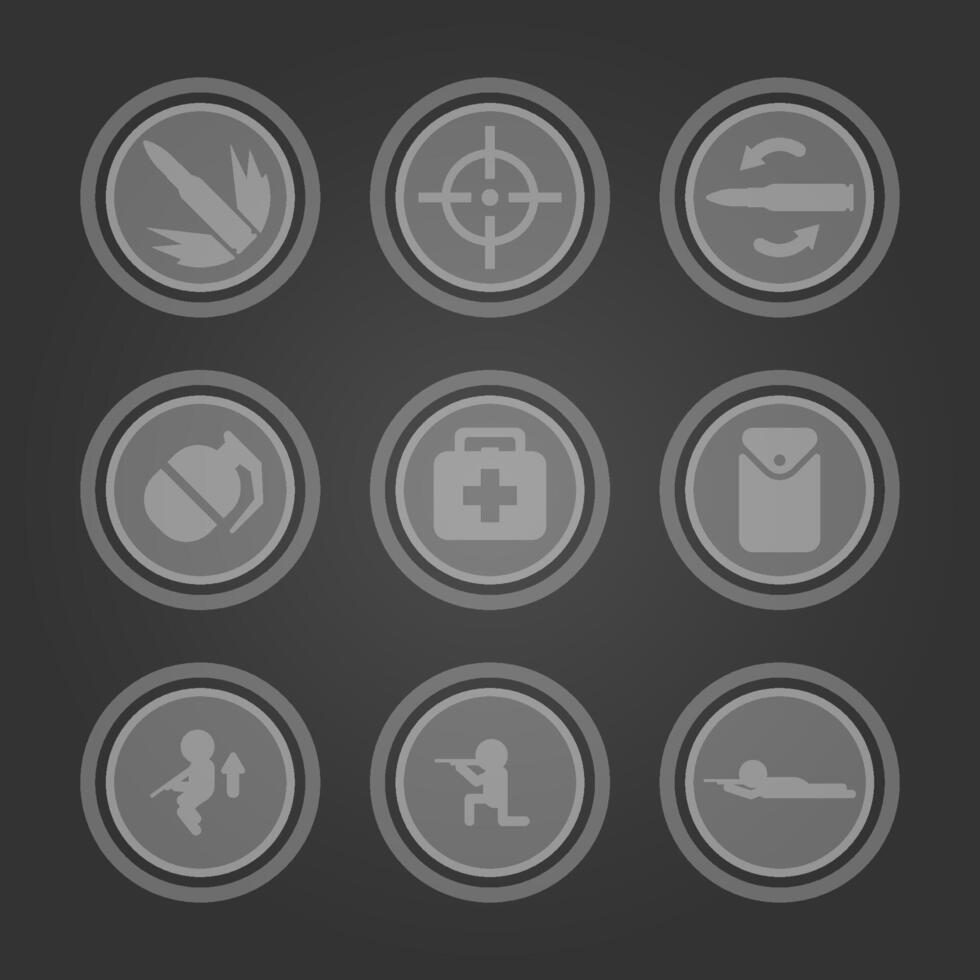 Mobile FPS game button set vector