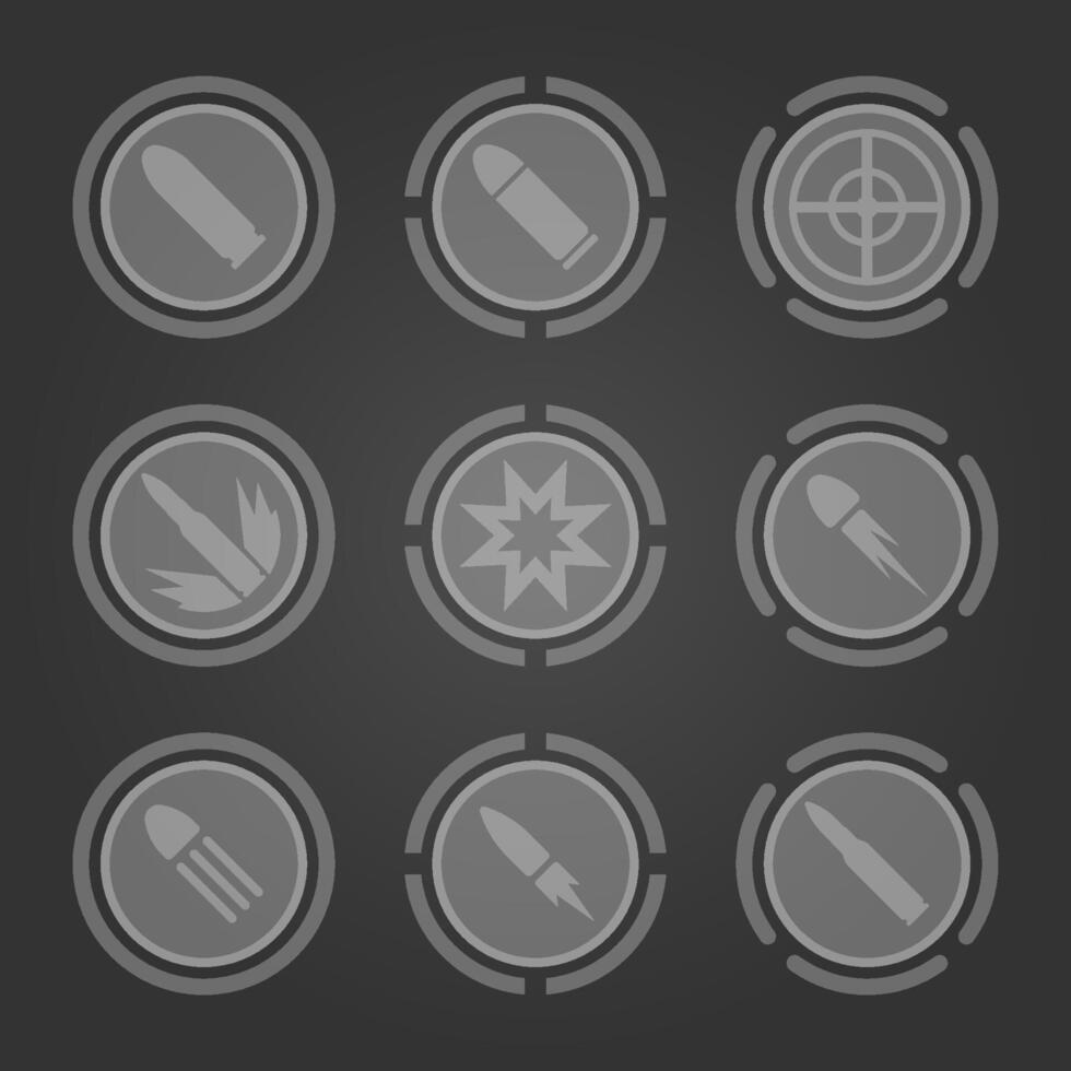 Mobile FPS game button set vector