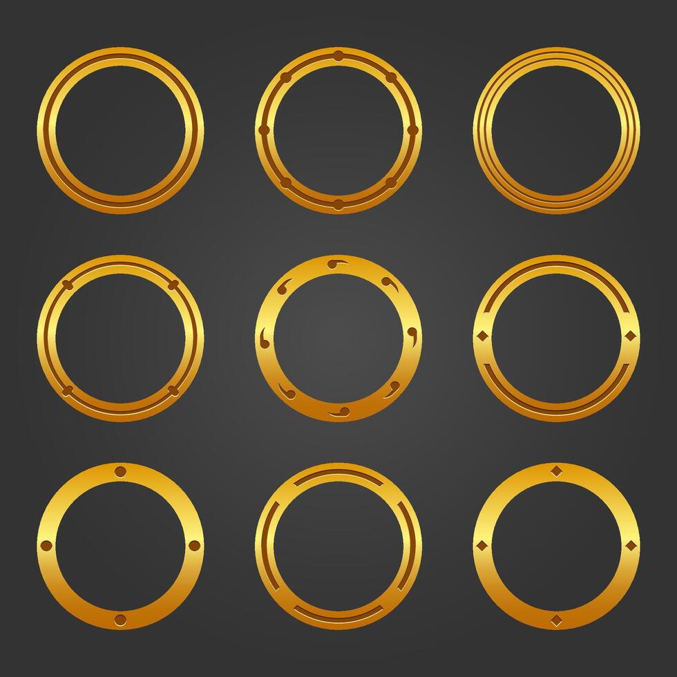 Game golden frame with circle shape vector