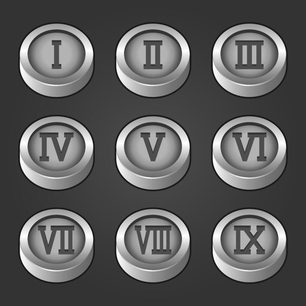 Set of Roman numeral silver coins vector 2921717 Vector Art at Vecteezy