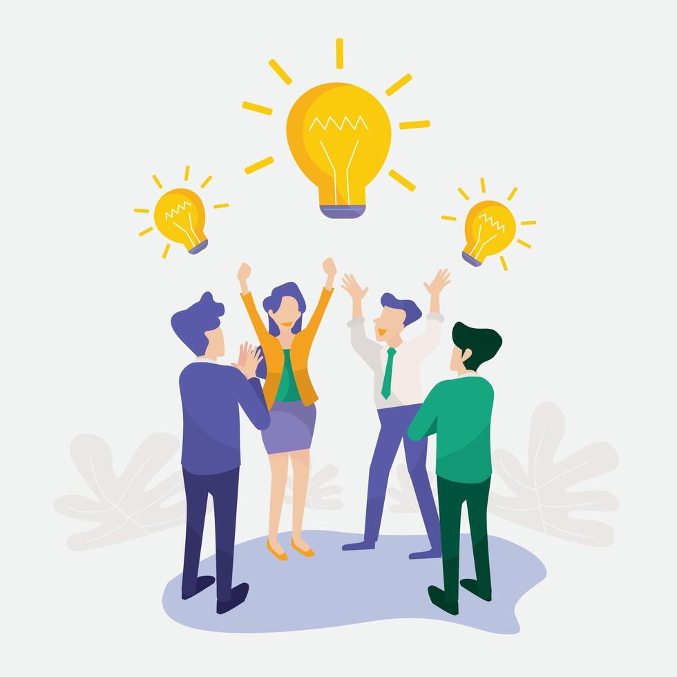 Business people with bulb light idea vector