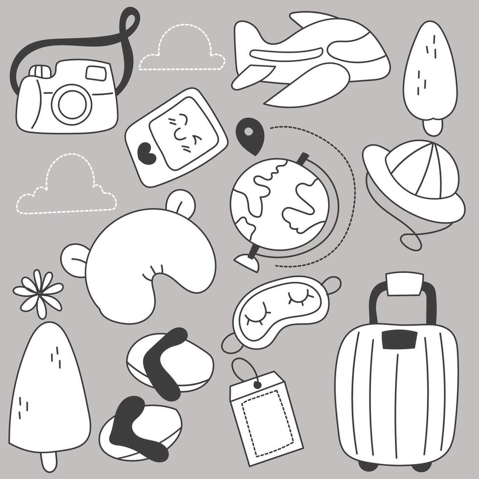 Set of summer holiday hand drawing sketch vector