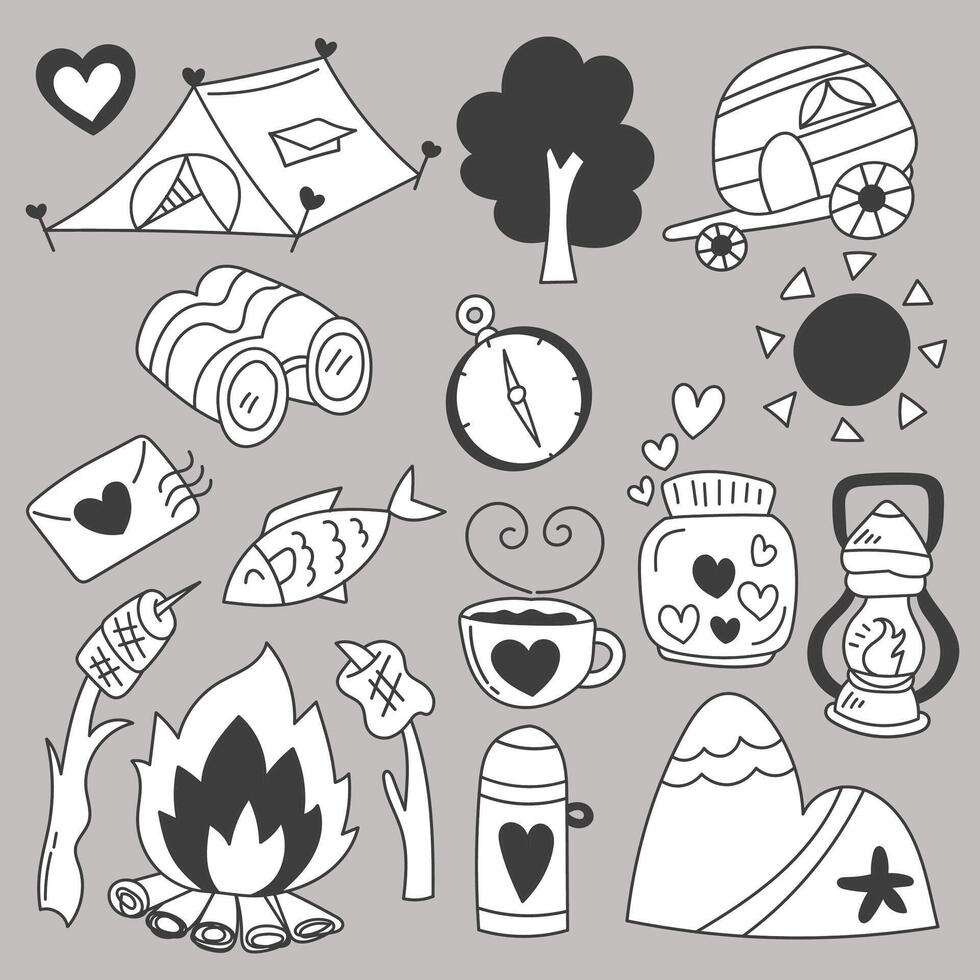 Set of summer holiday hand drawing sketch vector