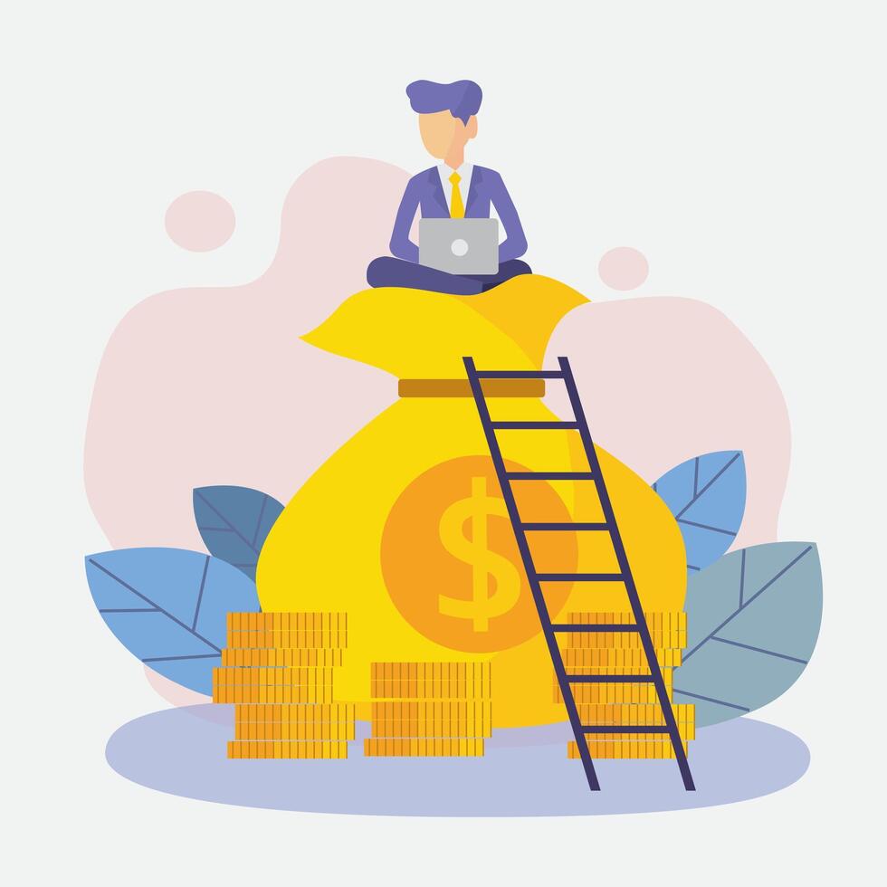 Business People With Coin Money Currency Rich Finance Success vector
