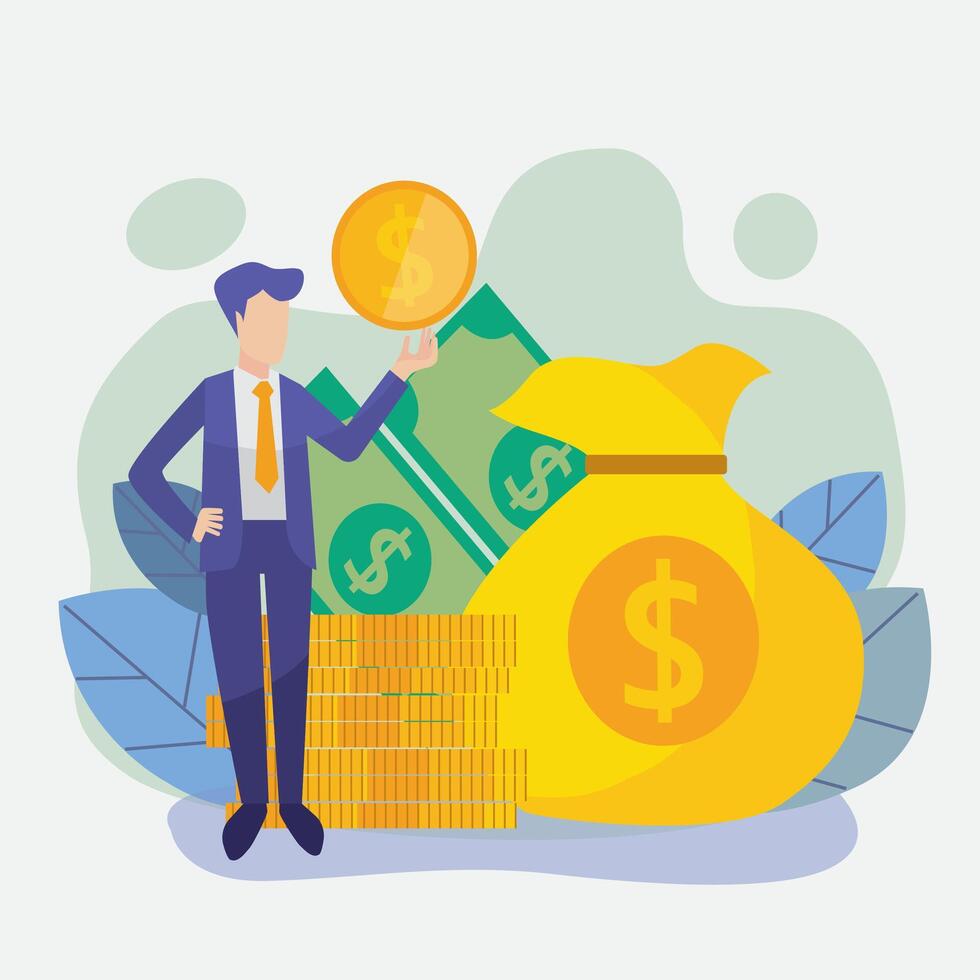 Business People With Coin Money Currency Rich Finance Success vector