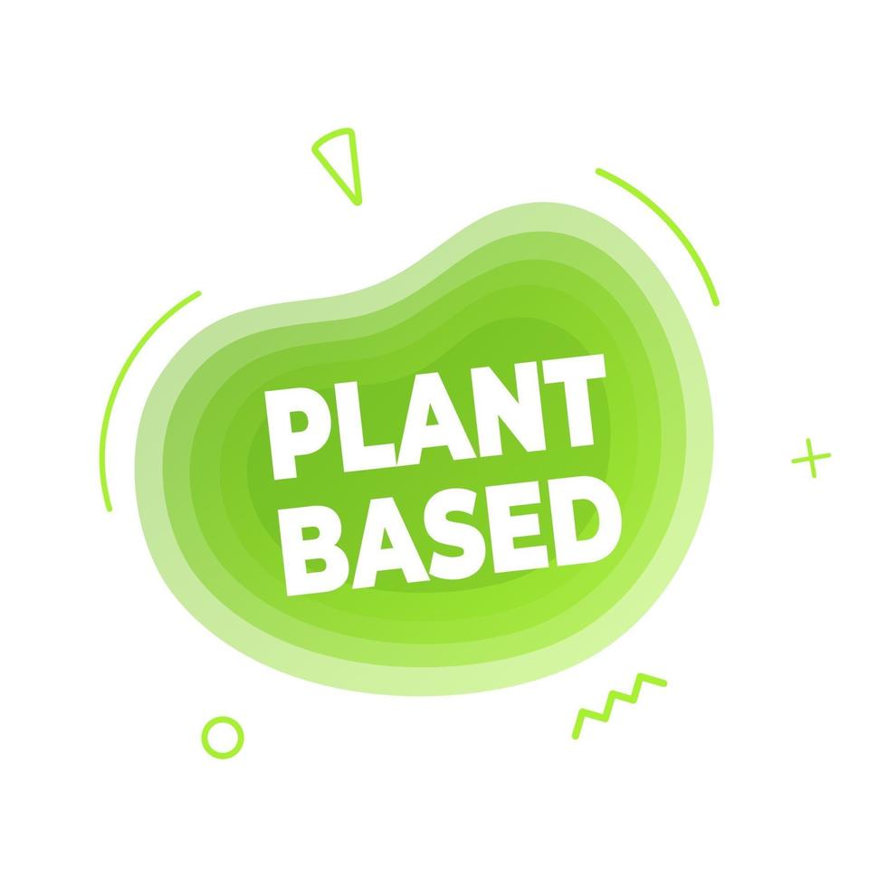 Plant based vegan diet icon sign with modern liquid abstract elements graphic gradient flat style design fluid vector illustration. Vegan, vegetarian suitable symbol logo with green cloud text.
