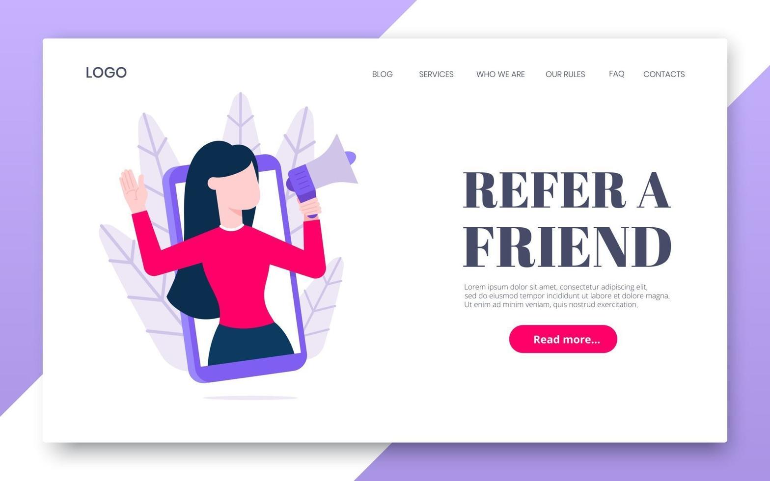 Refer a friend flat style design vector illustration concept.