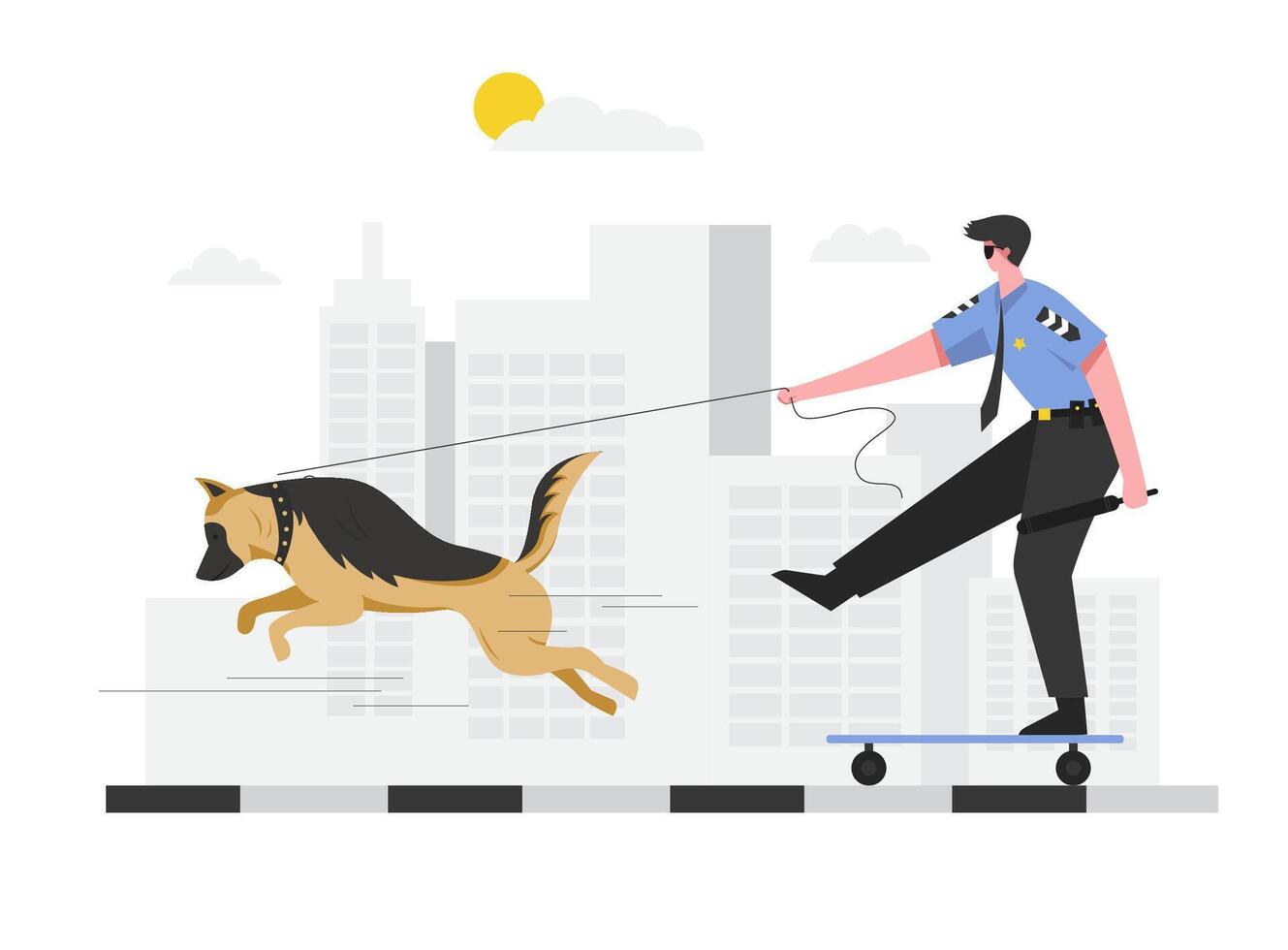 Police dog training for use in the affairs of the police department vector