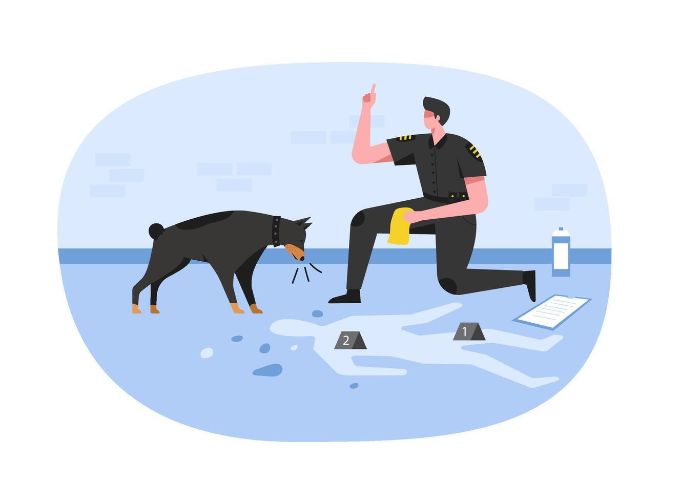 Police dog training for use in the affairs of the police department vector