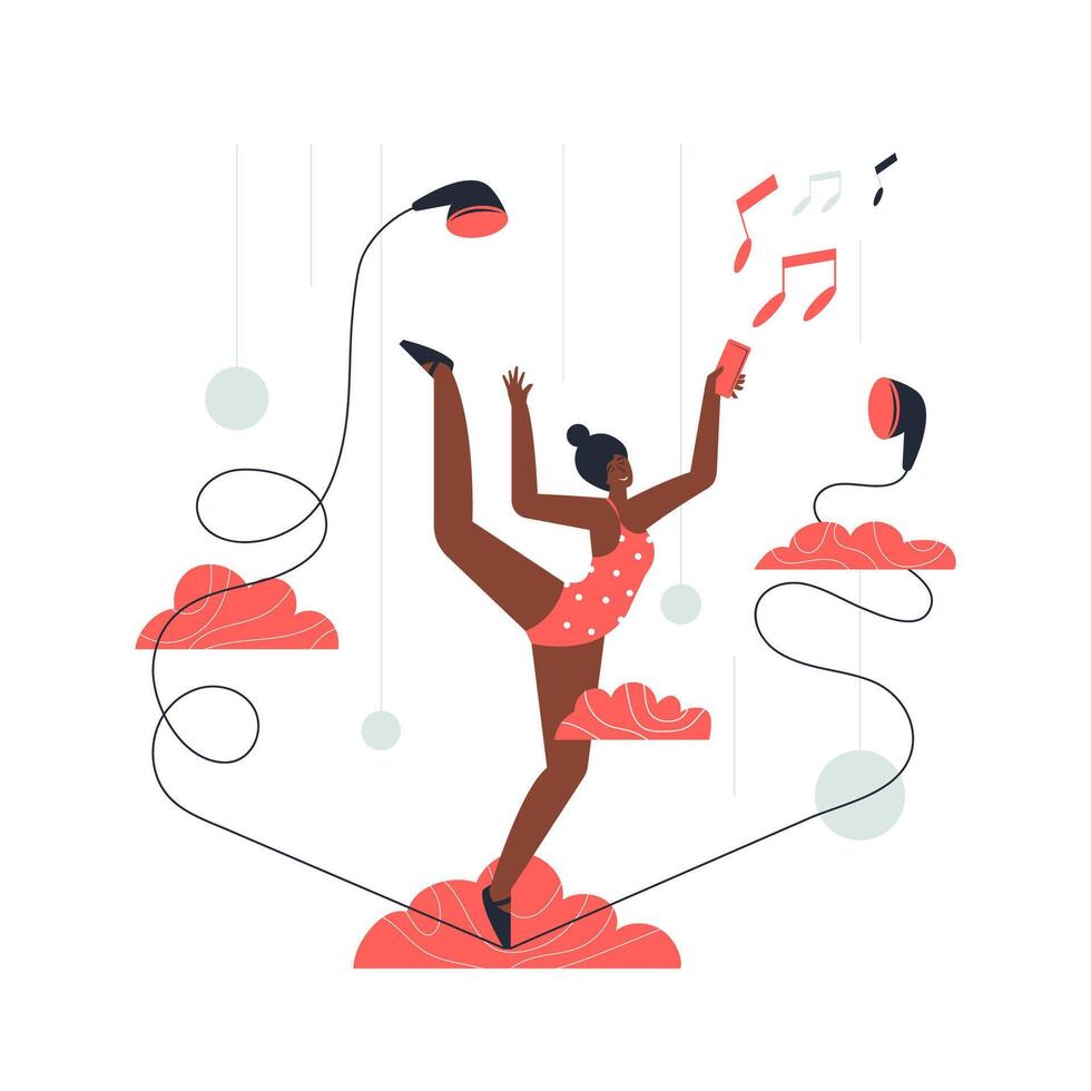 las gimnastas realizan actuaciones musicales. vector