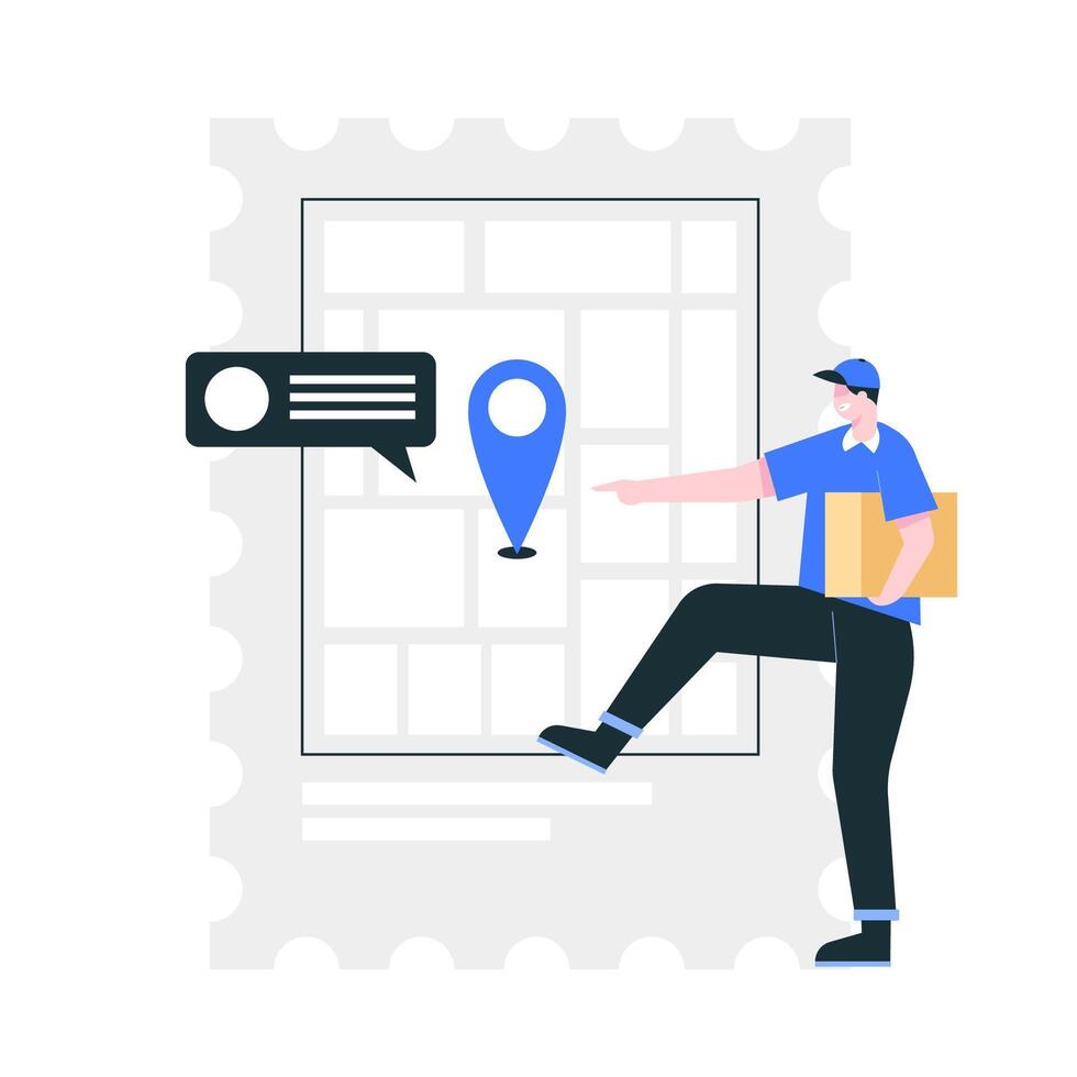 The delivery staff brings the goods to customers according to the GPS coordinates. vector