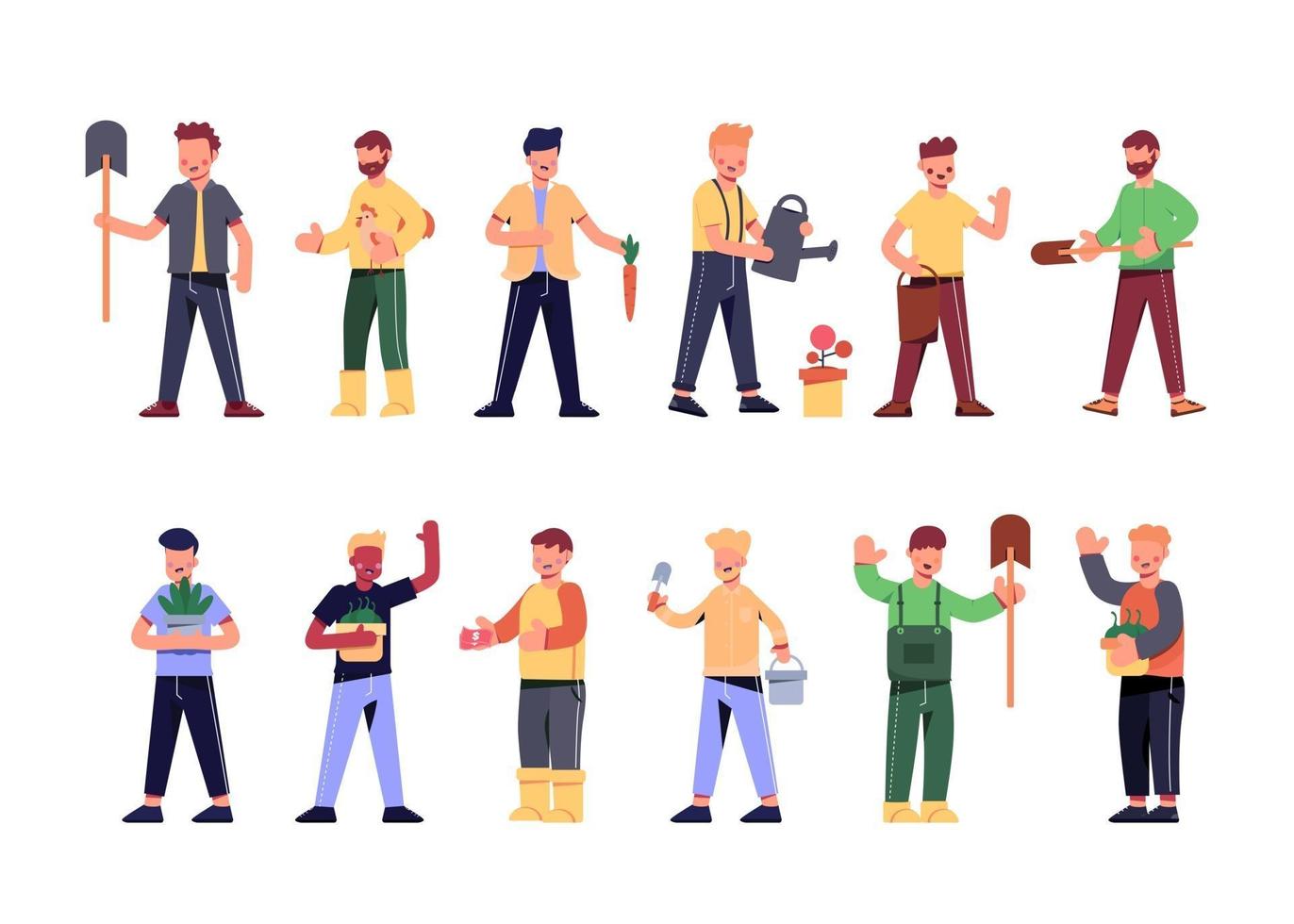 Bundle of many career character sets, 12 poses of various professions, lifestyles vector