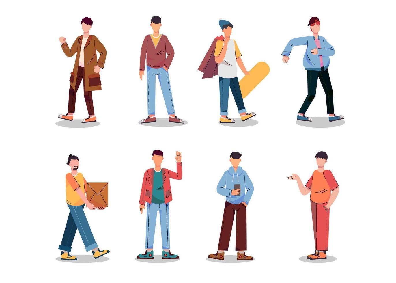 Bundle of many career character 2 sets, 8 poses of various professions, lifestyles, vector