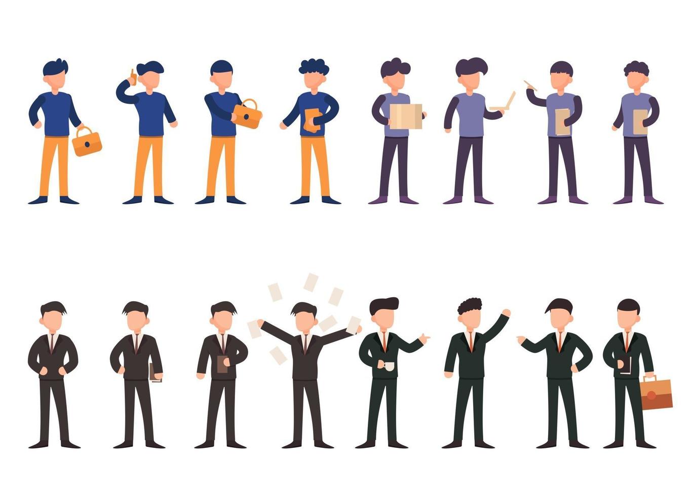Bundle of many career character 4 sets, 16 poses of various professions, lifestyles, vector