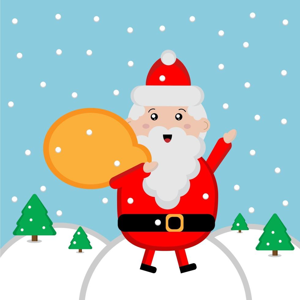 lindo santa claus con bolsa vector