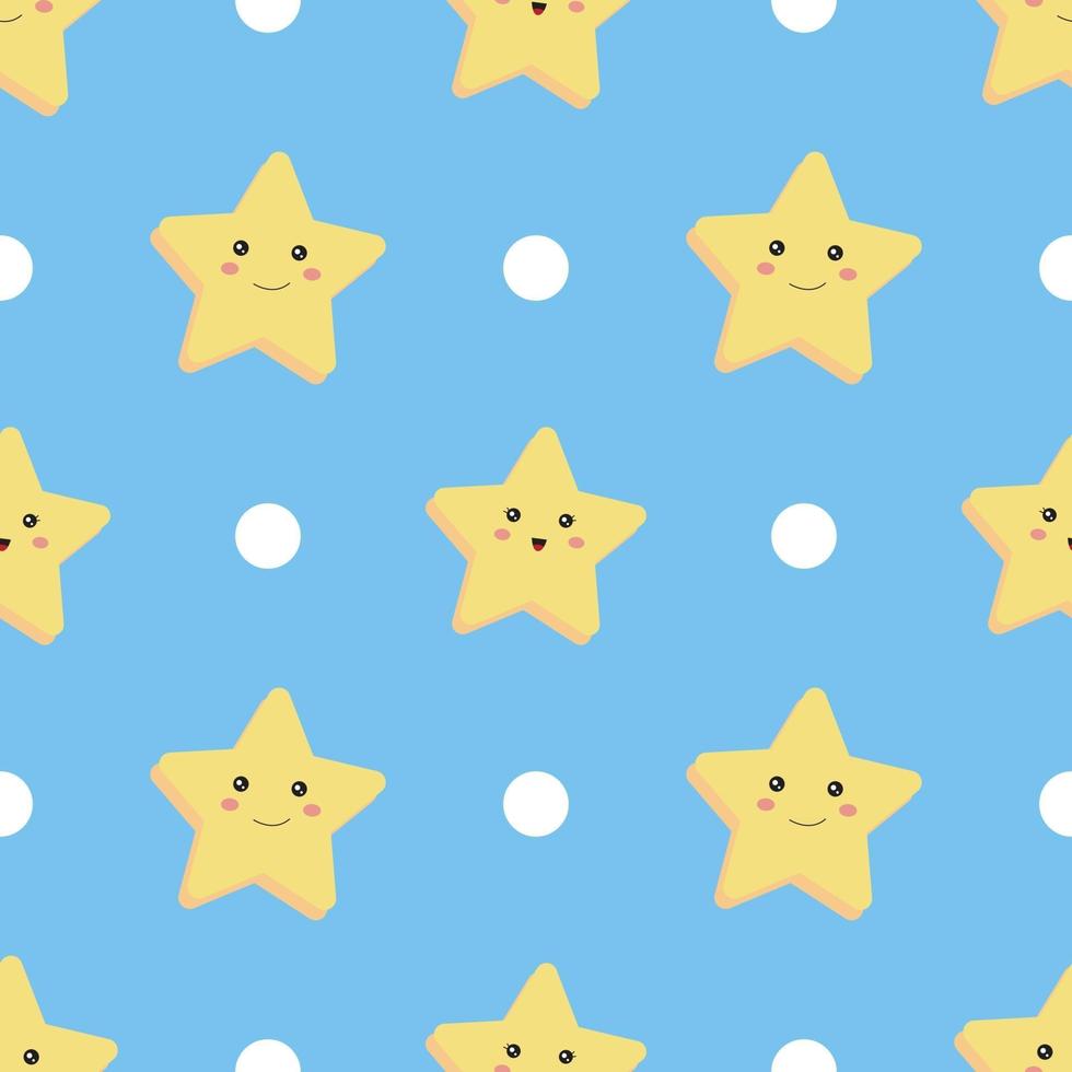 Seamless pattern. Star and circle on blue background. vector