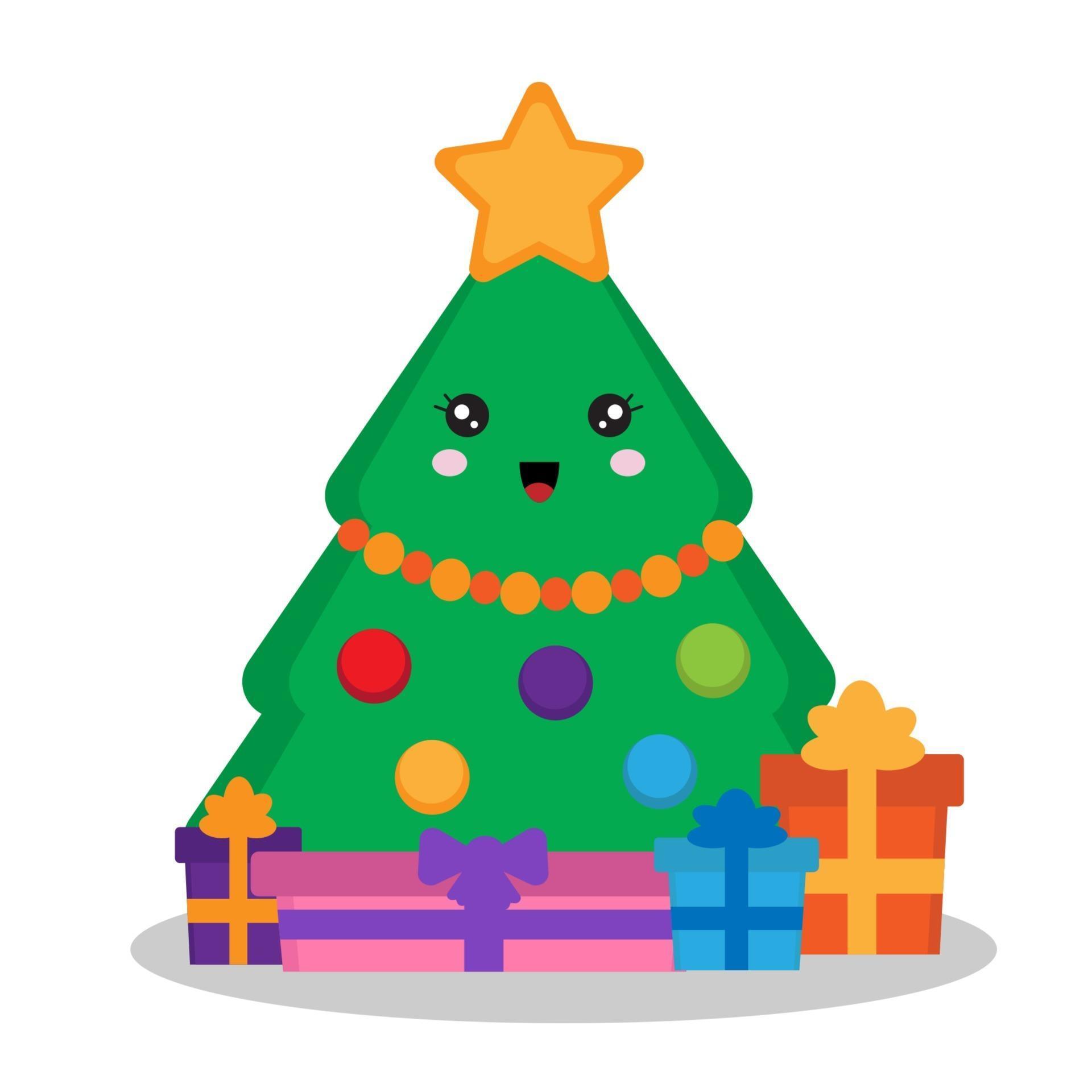 lindo árbol de navidad kawaii 2922231 Vector en Vecteezy