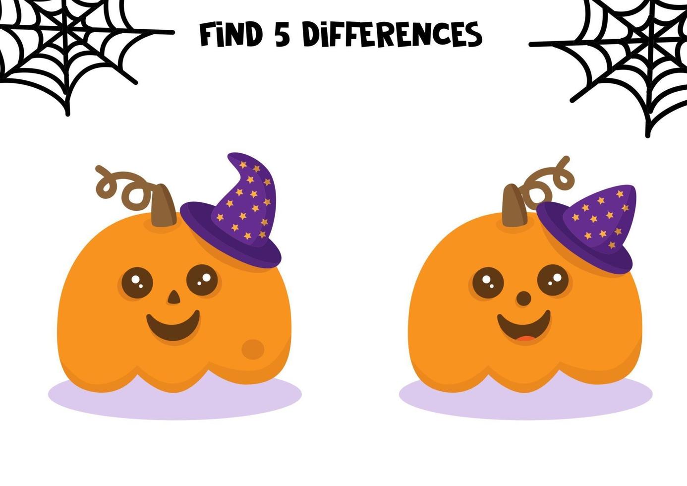 Halloween set. Educational game for kids. Halloween worksheet. Find differences. vector