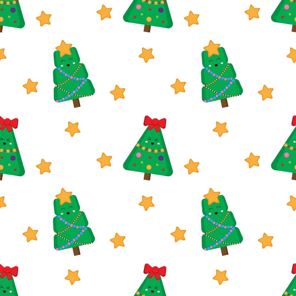 Cute christmas pattern. Seamless pattern with fur trees. vector
