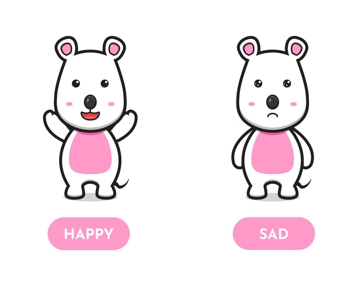 Ilustración de icono de vector de dibujos animados lindo ratón feliz y  triste tarjeta opuesta 2922272 Vector en Vecteezy