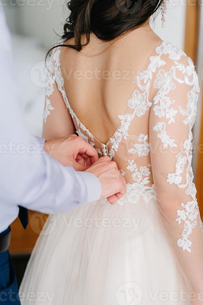 perfect wedding dress on the wedding day photo