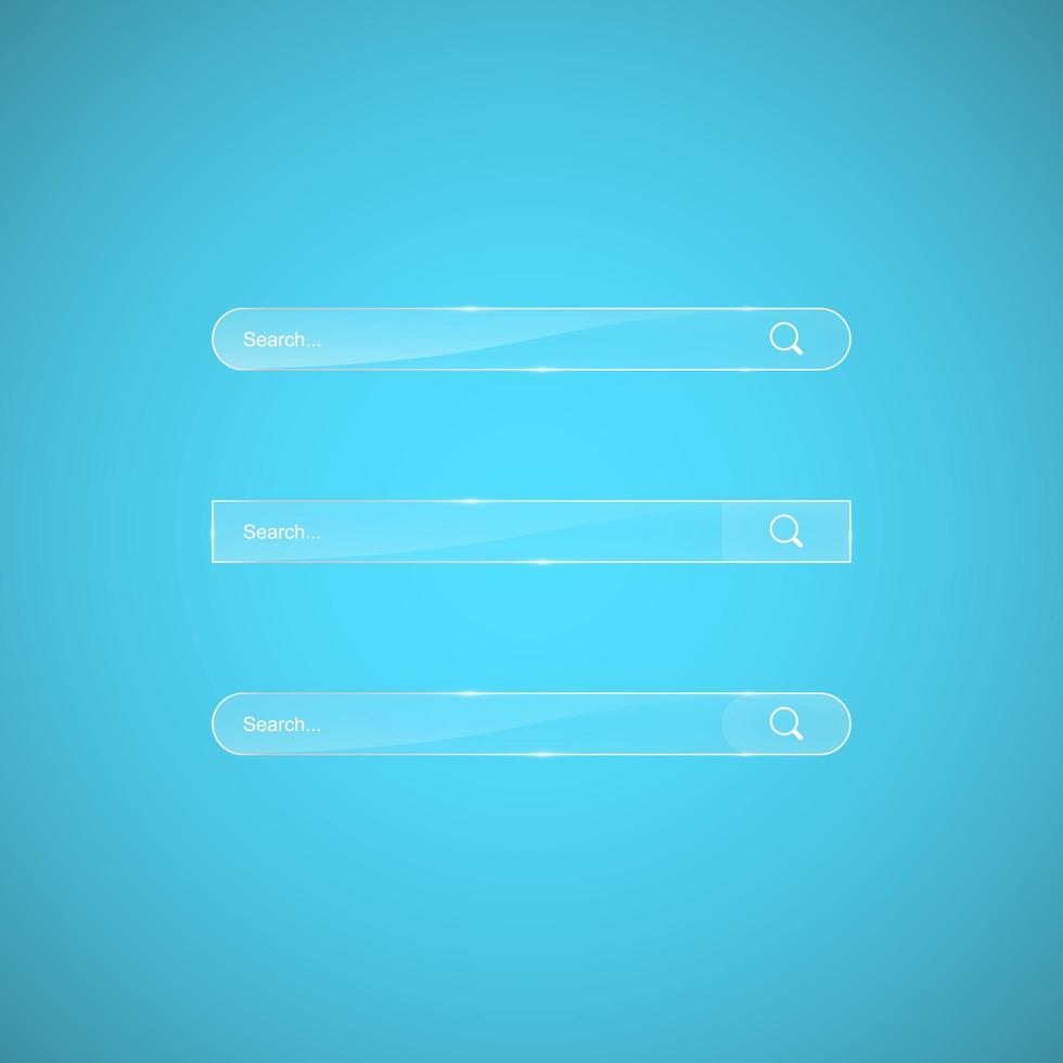 Search bar template. Vector web search illustration. Transparent glass search bar