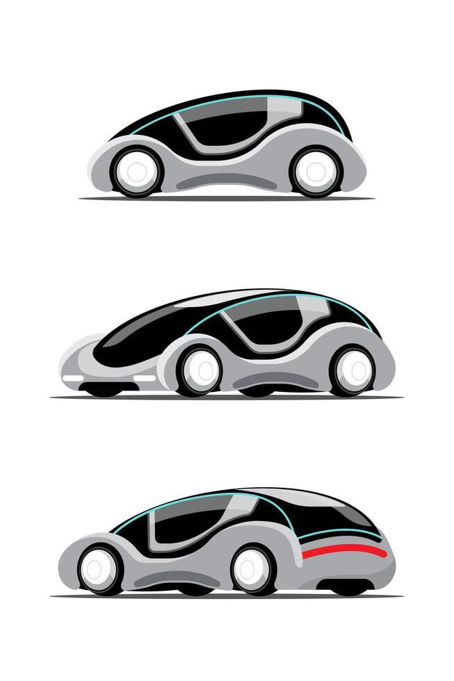 Conjunto de ilustración de vector de dibujo de coche de alta tecnología de nueva innovación