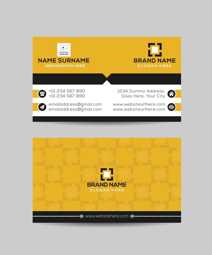 diseño de tarjeta de visita amarillo y negro con estilo creativo vector