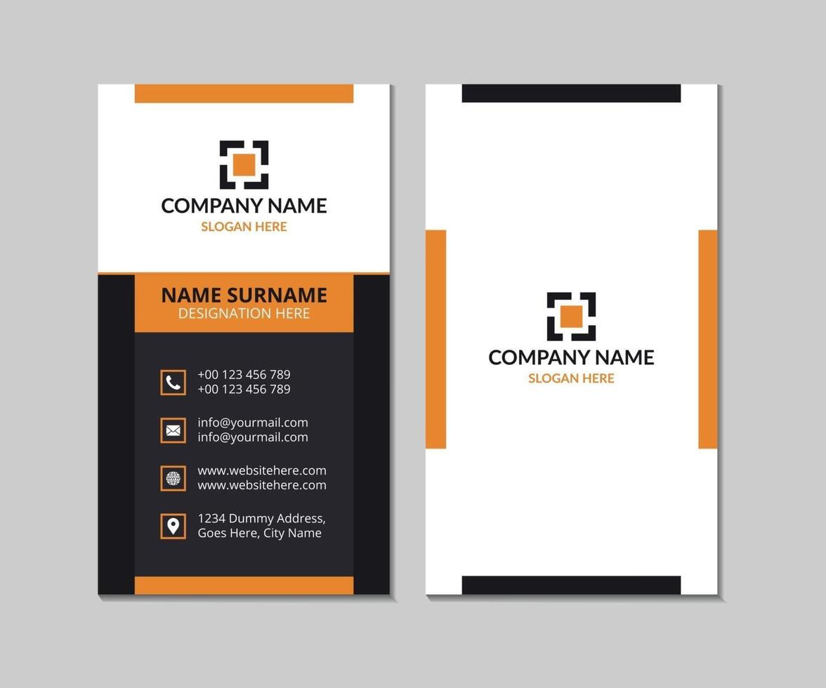 creative orange and black business card design vector
