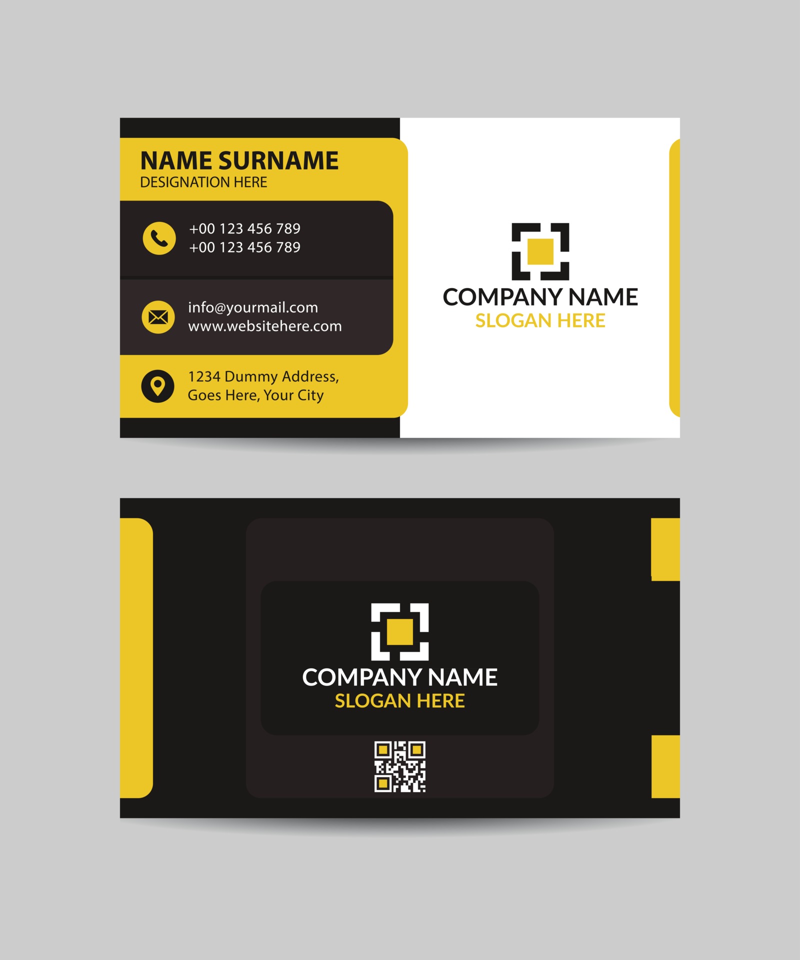 creative modern abstract vector business card design with logo and qr ...