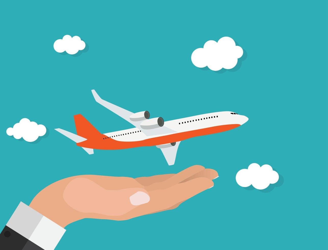 Abstract Airplane Background with Hand Vector Illustration
