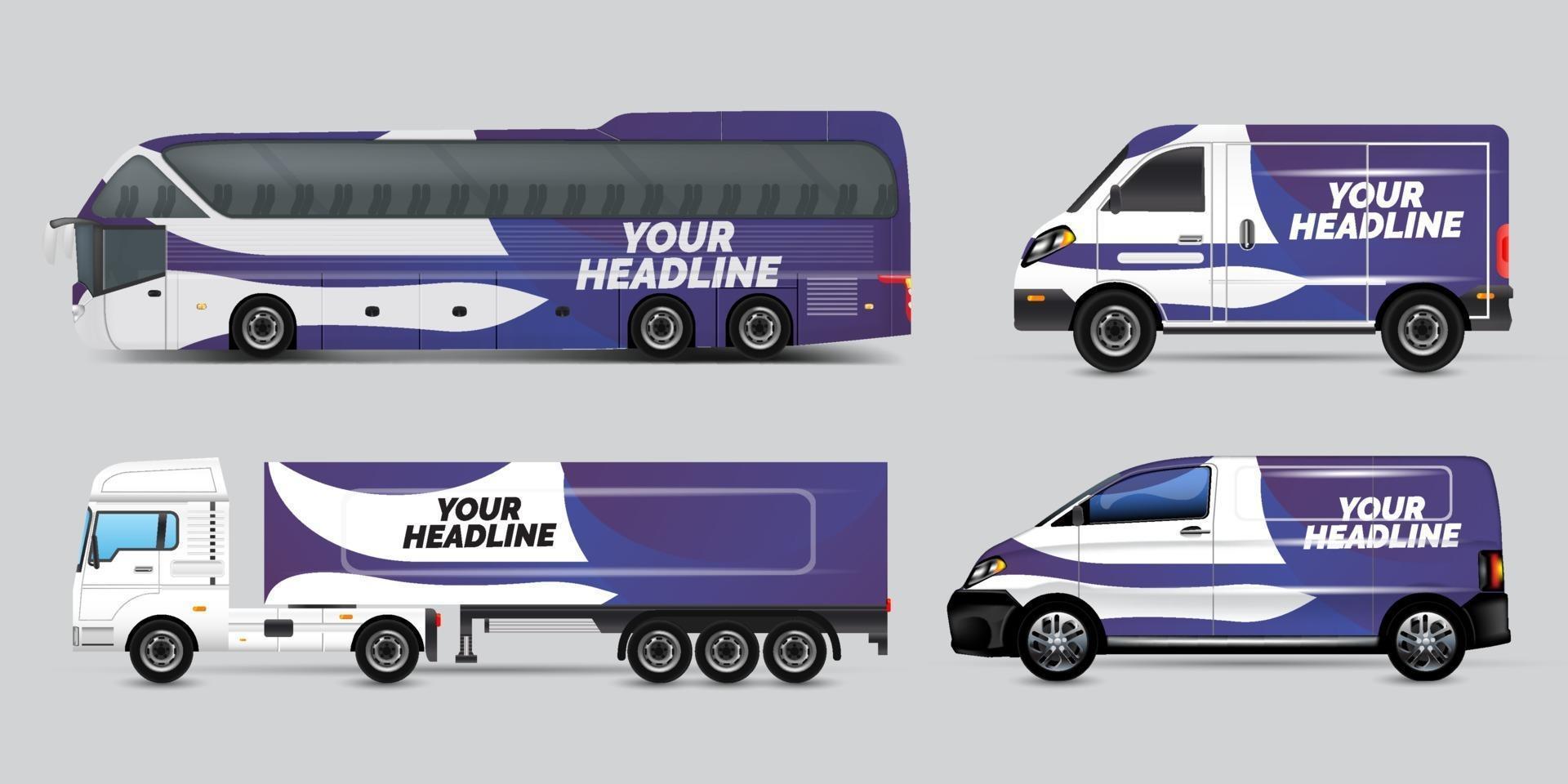 Transport advertisement design, car graphic design concept. Graphic abstract stripe designs for wrapping vehicles, cargo vans, pickup trucks, and racing livery. vector