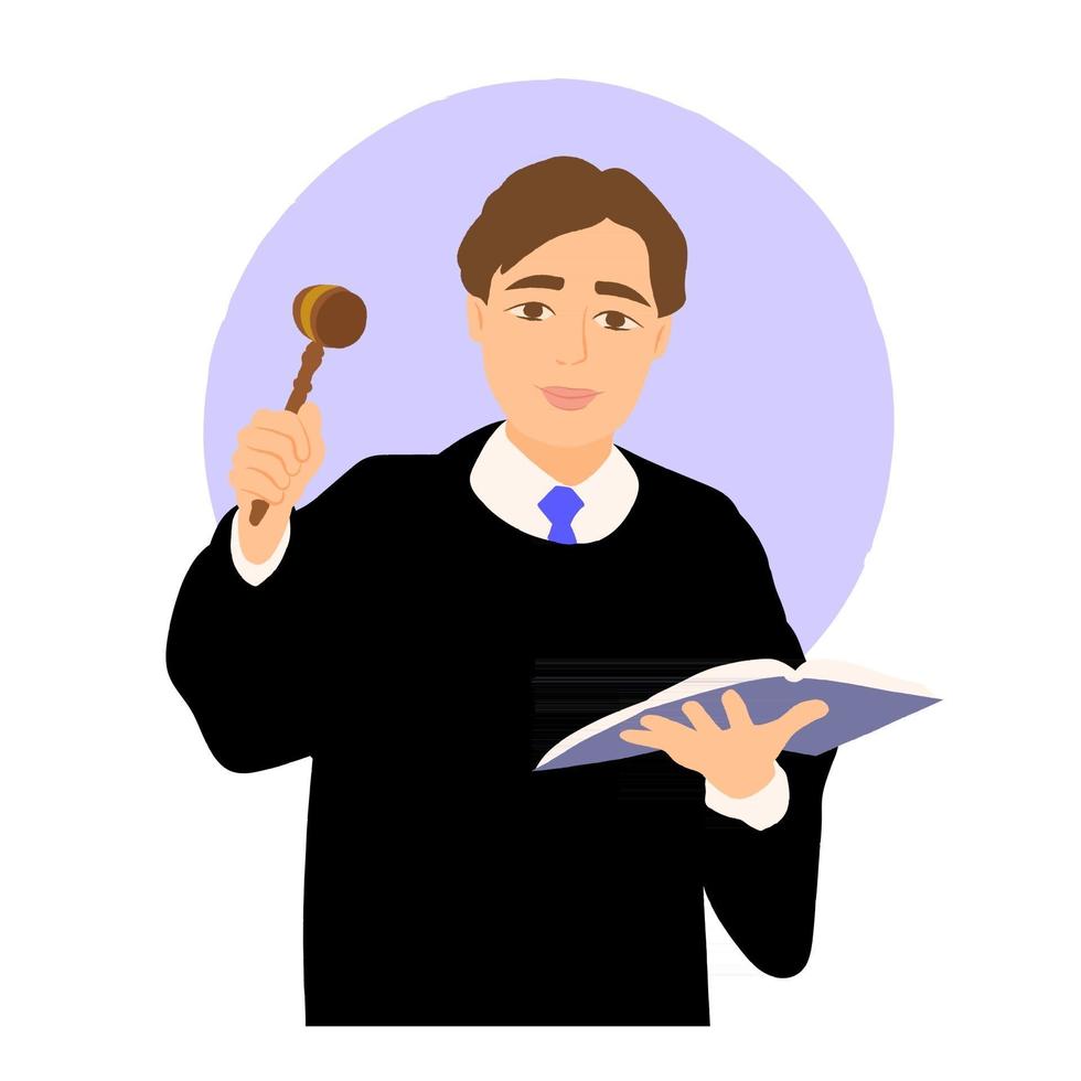 Judge character with hammer vector