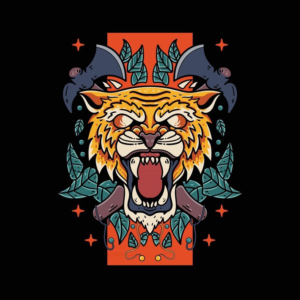 Ghost tiger with skull illustration vector