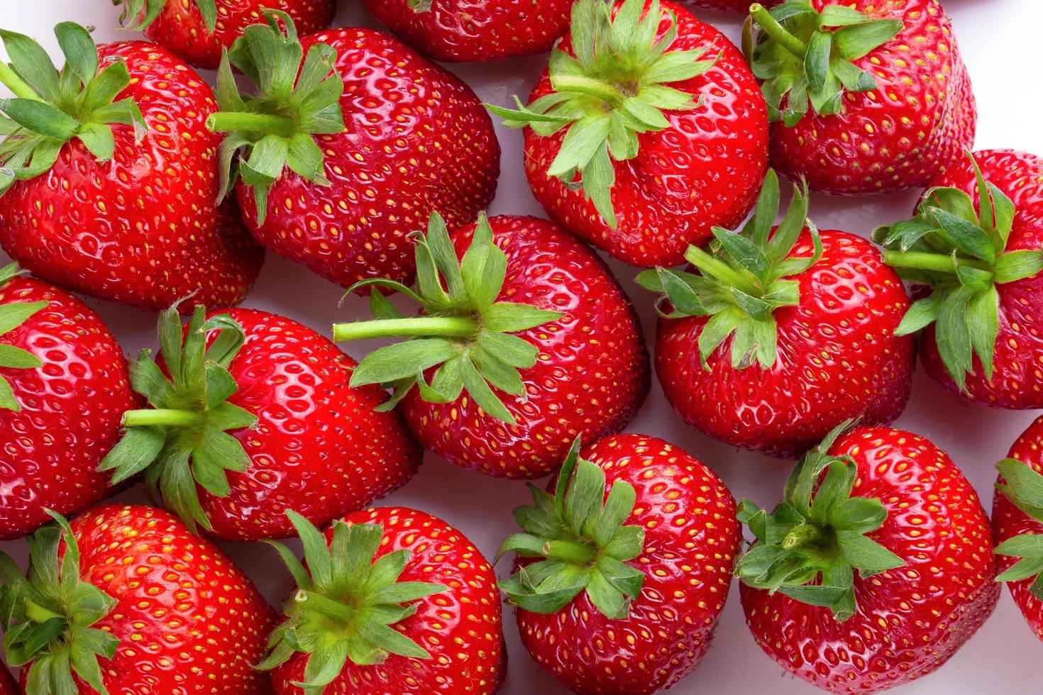 Fresas rojas maduras sobre un fondo blanco. foto