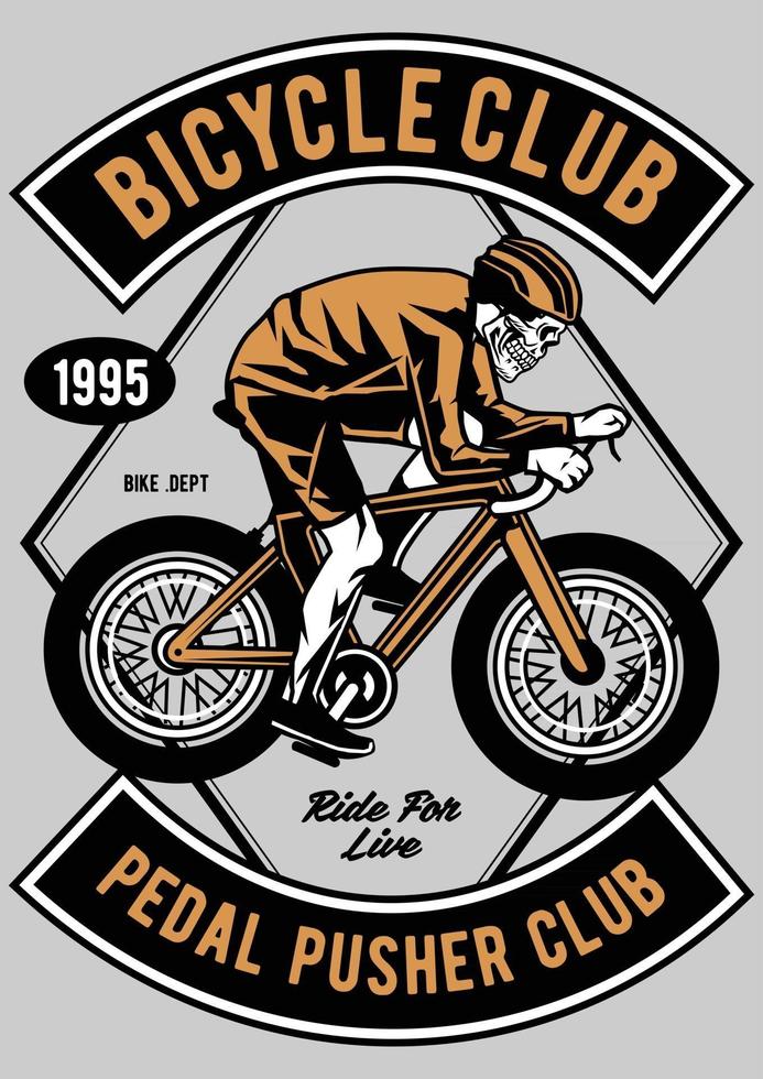 Skull Bicycle Vintage Badge, Retro Badge Design vector